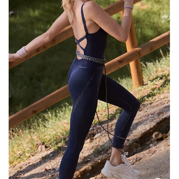 NWOT Free People Movement Good Karma Onesie deepest Navy  size M/L - Picture 1 of 10